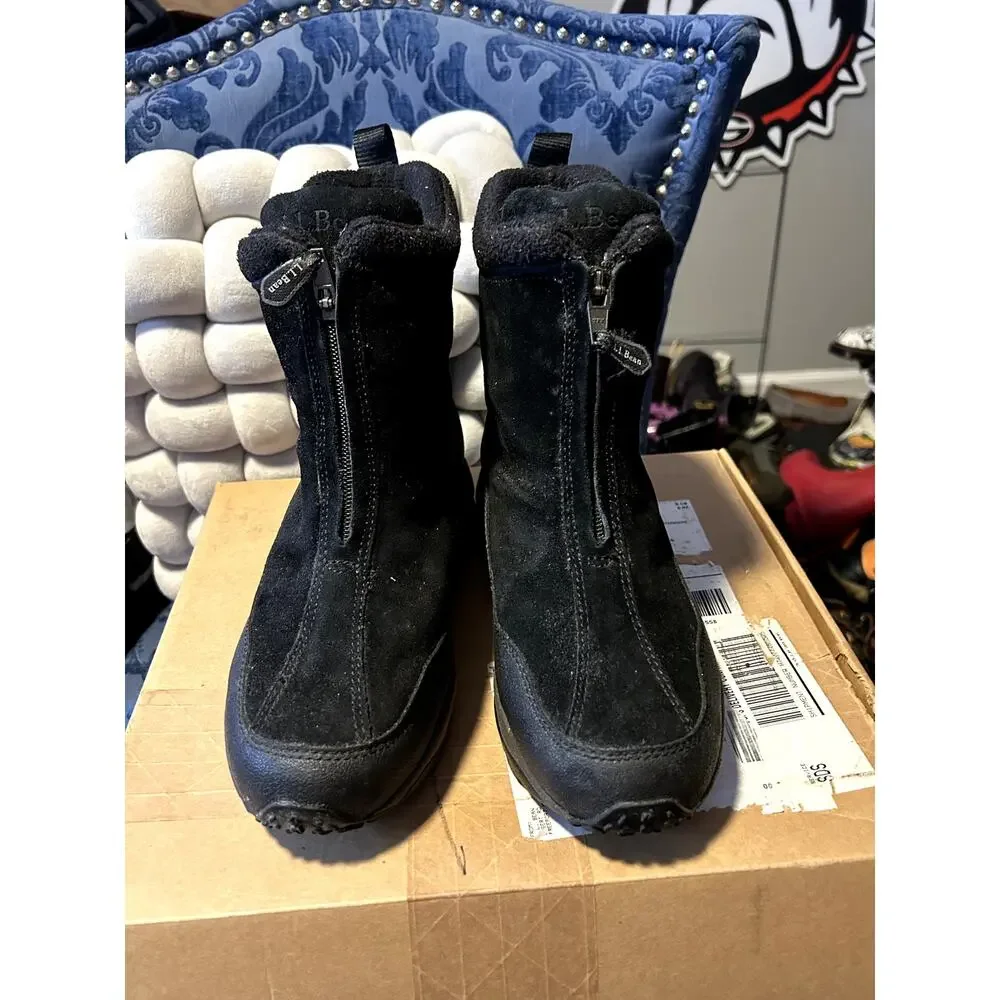 L.L. Bean High Suede Primaloft Front Zip Boots size 8 NWT